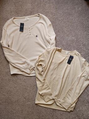 Abercrombie White Twist Front Waffle Knit Tops XL 15/16